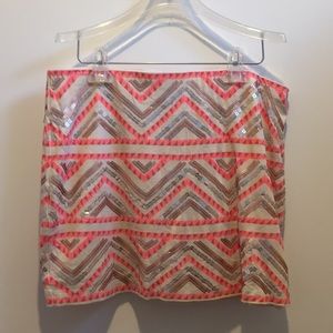 HOT PINK GEOMETRIC MINI SKIRT